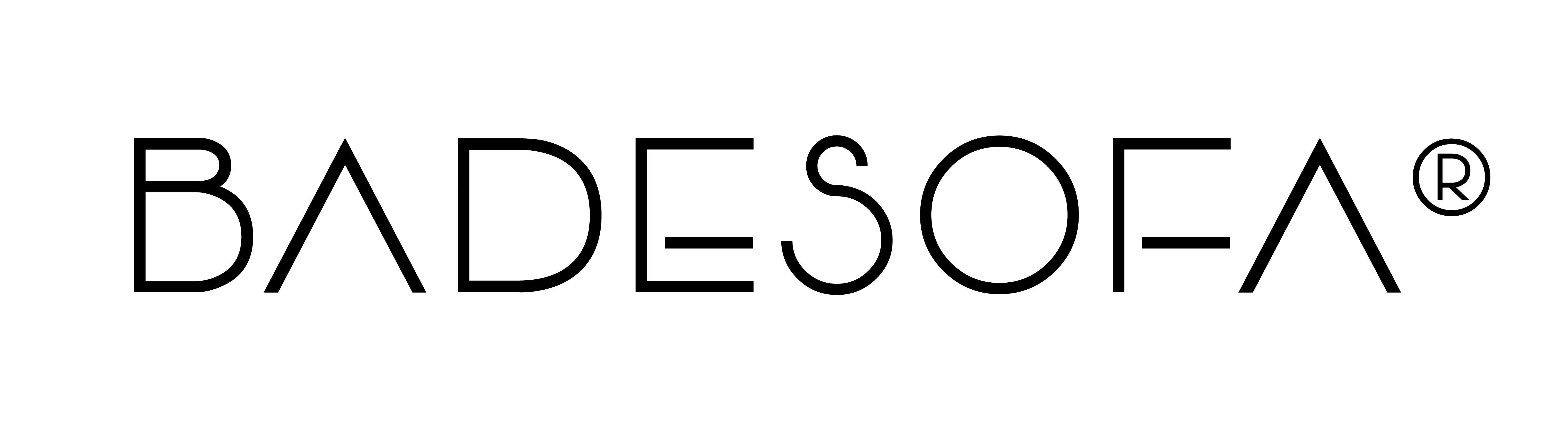 Badesofa Logo in schwarzen Großbuchstaben, auf weißem Grund.