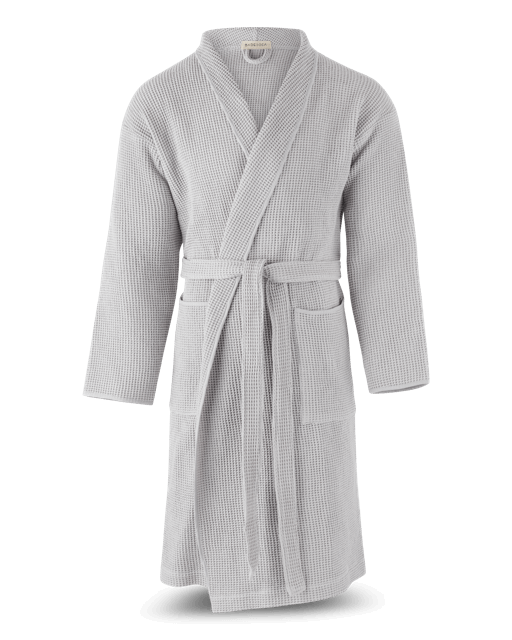 Bademantel Waffelpiqué in Grau 